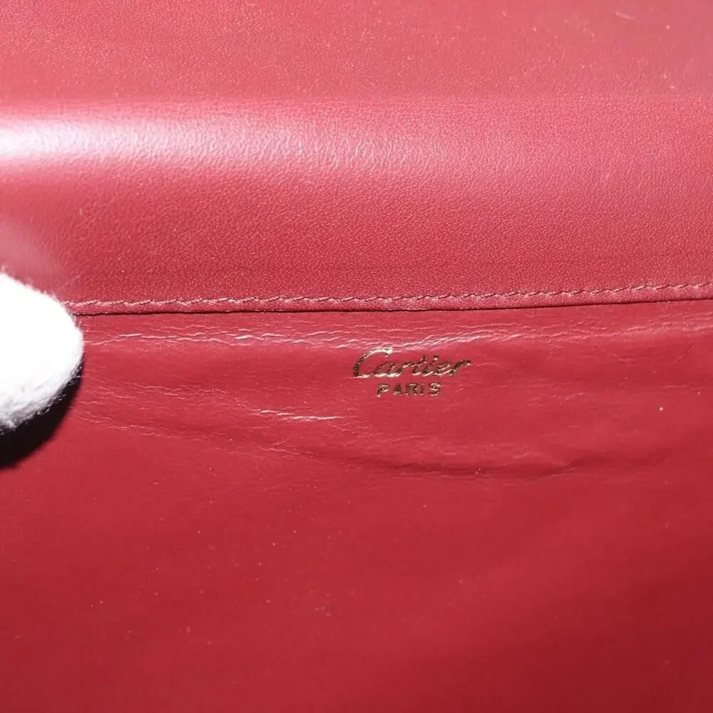 Cartier Leather Must Line Clutch Bag Bordeaux Gold